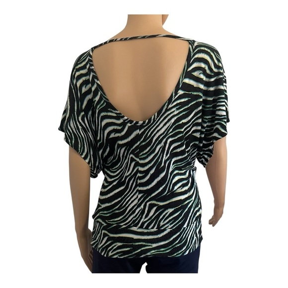 Rue 21 casual zebra print top blouse XL short dropped sleeves multicolored - Picture 5 of 12